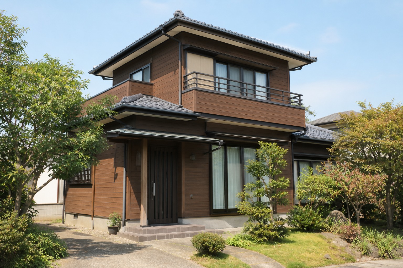木造の戸建て住宅の外観